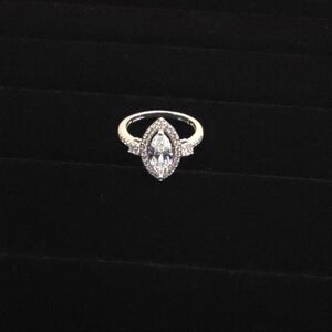 Elegant Sterling Silver Marquise Cut Ring Size 8 CZ